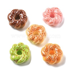 Cute Mini Cartoon Food Series Resin Cabochons, Mixed Color, Donut, 21.5x20x9.5mm(CRES-I038-02A)