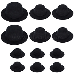 12Pcs 3 Styles EVA Cloth Mini Hat Fascinator Base, for DIY Crafts Hair Accessories Decoration, Black, 58~135x21~53mm, Inner Diameter: 29~82.5mm(AJEW-BC0007-02)