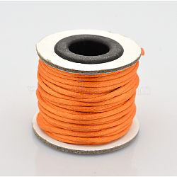 Macrame Rattail Chinese Knot Making Cords Round Nylon Braided String Threads, Satin Cord, Dark Orange, 2mm, about 10.93 yards(10m)/roll(NWIR-O001-A-13)