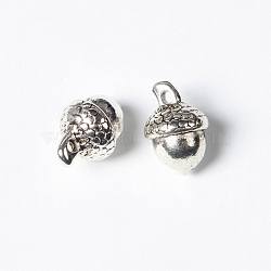 Autumn Theme Tibetan Style Alloy Pendants, Acorn, Lead Free & Cadmium Free, Antique Silver, 15.5x10.5mm, Hole: 2mm(TIBEP-GC170-AS-RS)