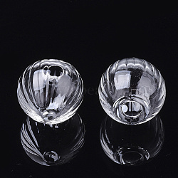 Handmade One Hole Blown Glass Globe Bottles, for Glass Vial Pendants Making, Pumpkin, Clear, 16x14~15mm, Hole: 5mm(BLOW-T001-03)