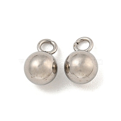 Non-Tarnish 201 Stainless Steel Charms, Round Charm, Stainless Steel Color, 8x5x5mm, Hole: 1.8mm(STAS-O004-09C-P)