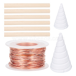 DIY Plant Stakes Making Kit, Including 6Pcs Wood Craft Sticks, 2Pcs Plastic Coil Winding Fixture, 1 Roll Copper Wires, Mixed Color, 34.5~100x0.8~90mm(DIY-OC0011-34)