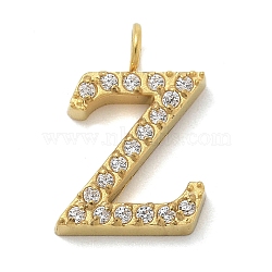 Ion Plating(IP) 304 Stainless Steel Micro Pave Cubic Zirconia Pendants, Golden, Letter A~Z Charms, Letter Z, 12.5x9x2mm, Hole: 2mm(STAS-Z107-03G-25)