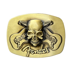 Zinc Alloy Smooth Buckles, Belt Fastener, Oval with Skull, Antique Golden, 63x85mm(PW-WG13610-02)