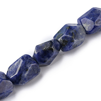 Natural Sodalite Beads Strands, Faceted, Nuggets, 16~17x11~13x11~13mm, Hole: 1.5mm, about 13pcs/strand, 8.46~8.58 inch(21.5~21.8cm)