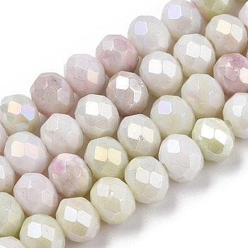 Faceted Electroplated Glass Beads Strands, AB Color Plated, Abacus, Pale Goldenrod, 6x5mm, Hole: 1.2mm, about 88~89pcs/strand, 17.05 inch~17.32 inch(43.3~44cm)