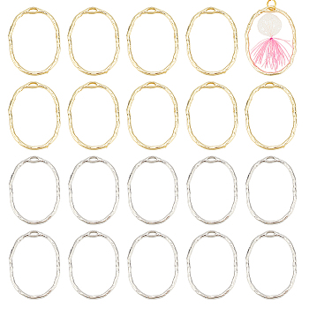 40Pcs 2 Colors Alloy Open Back Bezel Pendants, For DIY UV Resin, Epoxy Resin, Pressed Flower Jewelry, Oval, Platinum & Light Gold, 30x21.5x1.5mm, Hole: 3x1mm, 20pcs/color