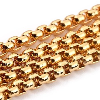 3.28 Feet Eco-friendly Spray Painted Handmade Brass Box Chains, Soldered, Gold, 4x4mm