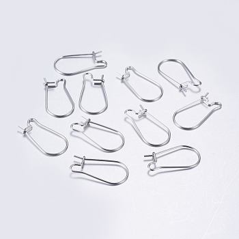 304 Stainless Steel Hoop Earrings, Stainless Steel Color, 20 Gauge, 20x9~12x2.5mm, Pin: 0.8mm