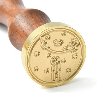 DIY Wood Wax Seal Stamp, Planet Pattern, 83x22mm, Head: 7.5mm, Stamps: 25x14.5mm