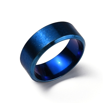 Titanium Steel Wide Band Finger Rings for Women Men, Plain Band Rings, Blue, 8mm, Inner Diameter: US Size 8 1/4(18.2mm)