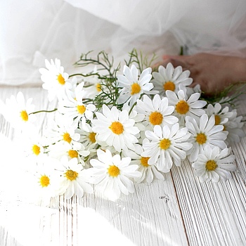 Handmade Plastic Artificial Flower, For DIY Wedding Bouquet, Party Home Decoration, White, 530mm