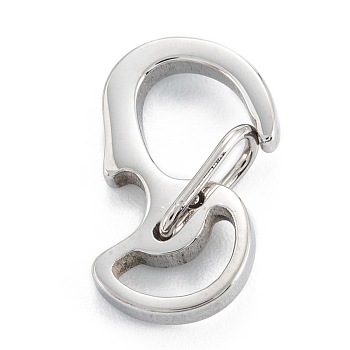 304 Stainless Steel Push Gate Snap Keychain Clasp Findings, Stainless Steel Color, 16.5x10x4mm, Hole: 6.5x2mm