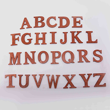 Large Natural Wood Letters for Christmas, Wall Home Party Decorations, with Double Sided Adhesive Tapes, Alphabet, Letter A~Z, Saddle Brown, 44.5x24.5~47x4mm, 26pcs/set