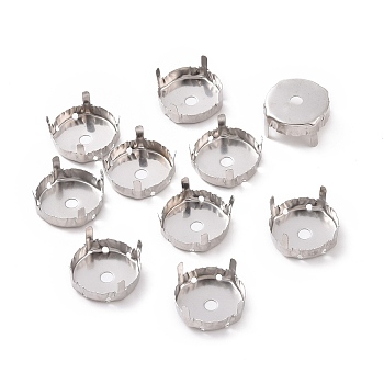 Non-Tarnish Stainless Steel Rhinestone Claw Settings, Flat Round, Stainless Steel Color, 17x8mm, Tray: 16mm