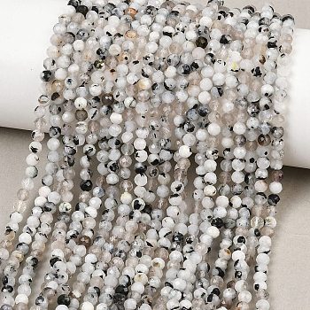 Natural Rainbow Moonstone Beads Strands, Round, Faceted, 3~3.5mm, Hole: 0.5mm, about 134pcs/strand, 15.55''(39.5cm)