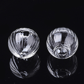 Handmade Blown Glass Globe Bottles, for Glass Vial Pendants Making, Pumpkin, Clear, 16x14~15mm, Half Hole: 5mm