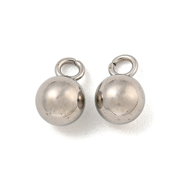 201 Stainless Steel Charms, Round Charm, Stainless Steel Color, 8x5x5mm, Hole: 1.8mm
