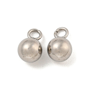 Non-Tarnish 201 Stainless Steel Charms, Round Charm, Stainless Steel Color, 8x5x5mm, Hole: 1.8mm