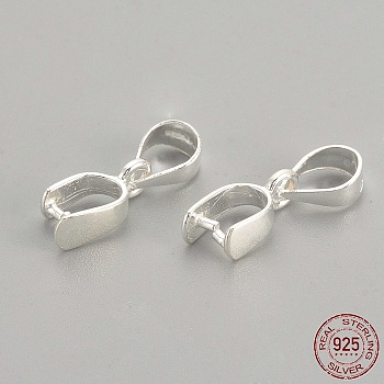 925 Sterling Silver Pendants, Ice Pick & Pinch Bails, with 925 Stamp, Silver, 14mm, Hole: 3.5mm, Pin: 0.8mm