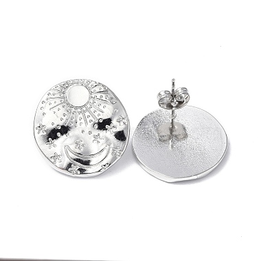 304 Stainless Steel Sun with Moon Stud Earrings for Women(EJEW-F300-06P)-2