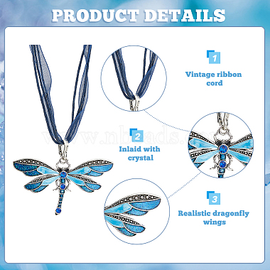 6Pcs 6 Colors Alloy Enamel Butterfly Pendant Necklaces Set with Rhinestone(NJEW-FI0001-06)-3