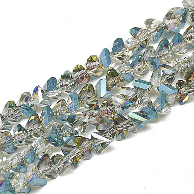 Dark Turquoise Triangle Glass Beads