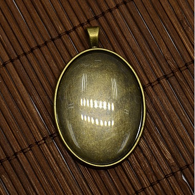 40x30mm couverture de clair cabochon ovale en verre et en alliage antique bronze blanc supports pendentif cabochon pour bricolage de création de portrait pendentif(DIY-X0159-AB-FF)-2