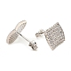 Brass Micro Pave Clear Cubic Zirconia Rhombus Stud Earrings for Women(EJEW-G362-09P)-2