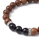 bracelet de perles tressées rondes en bois de wengé naturel et obsidienne(BJEW-JB09757-02)-3
