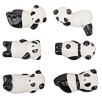 6Pcs 6 Styles Porcelain Chopsticks Stand, Chopsticks Rest, Panda, Black, 53~59x27~40x18~31.5mm, 1pc/style(AJEW-CP0008-76)