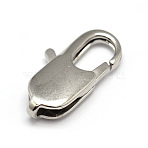 Tarnish Resistant 304 Stainless Steel Lobster Claw Clasps, Stainless Steel Color, 18x9x4mm, Hole: 2x4mm(STAS-N078-12B)