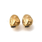 304 Stainless Steel Beads, Ion Plating(IP), Nuggets, Real 18K Gold Plated, 6x5x4.5mm, Hole: 1.6mm(STAS-L315-007G)