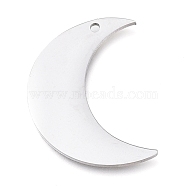 304 Stainless Steel Pendants, Manual Polishing, Laser Cut, Moon, Crescent, Stainless Steel Color, 22.5x16.5x0.8mm, Hole: 1.2mm(STAS-L238-102B-P)