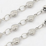 3.28 Feet 304 Stainless Steel Link Chains, Decorative Heart Chain, Soldered, Stainless Steel Color, 3.5x2mm(X-CHS-K001-52)