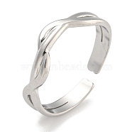 304 Stainless Steel Open Cuff Ring for Women, Stainless Steel Color, Inner diameter: Adjustable, 5.5mm(RJEW-U014-08P)