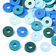 Handmade Polymer Clay Beads, Heishi Beads, for DIY Jewelry Crafts Supplies, Disc/Flat Round, Medium Turquoise, 6x1mm, Hole: 2mm, about 26000pcs/1000g(CLAY-T019-02B)