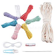 DIY Rainbow Knitting Crochet Tapestry Kit, including 8 Colors Cord, Scissor, Pin, Ruler and Transparent Thread, Mixed Color, 10x2.5x1cm(DIY-WH0301-26)