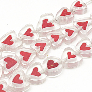 Handmade Lampwork Beads Strands, Heart, Red, 8~14x8~14x3~4mm, Hole: 1mm, about 36pcs/strand, 15.7 inch(LAMP-R139-04C)