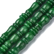 Dyed Natural Jade Beads Strands, Texture Tube, Islamic Prayer Beads for Rosary, Green, 28x8mm, Hole: 1.2mm, about 12pcs/strand, 16.14''(41cm)(G-C135-B03-02)