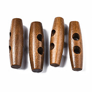2-Hole Wooden Buttons, Oval, Saddle Brown, 39.5x12x11mm, Hole: 5mm(WOOD-Q036-02)