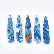 Cellulose Acetate(Resin) Big Pendants, teardrop, Dodger Blue, 55x11x2.5mm, Hole: 1.2mm(X-KY-T008-14K)