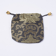 Silk Pouches, Drawstring Bag, Black, 10.5~11.5x11~11.5cm(ABAG-WH0006-16)