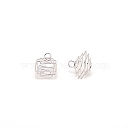 Spiral Bead Cage, Iron Alloy Pendant, Platinum, 14x13x13mm, Hole: 3.5mm(PALLOY-WH0092-63)