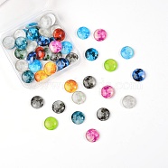 50Pcs Luminous Glass Cabochons, Planet Pattern, Half Round, Mixed Color, 15x4mm(sgGLAA-SZ0001-15B)