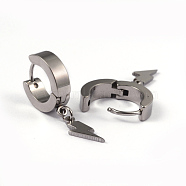 304 Stainless Steel Huggie Hoop Earrings, Hypoallergenic Earrings, Punk Rock Style, Stainless Steel Color, 25x13.5x4mm, Pin: 1mm(X-EJEW-L183-15P)