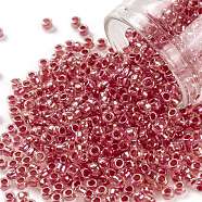 TOHO Round Seed Beads, Japanese Seed Beads, (1845) Red Rose Lined Crystal Rainbow, 8/0, 3mm, Hole: 1mm, about 10000pcs/pound(SEED-TR08-1845)