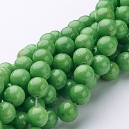 Natural Mashan Jade Round Beads Strands, Dyed, Light Green, 8mm, Hole: 1mm, about 51pcs/strand, 15.7 inch(X-G-D263-8mm-XS17)