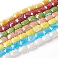 Electroplate Glass Beads Strands, Pearl Luster Plated, Faceted Rectangle, Mixed Color, 13.5~14x10x6.5~7mm, Hole: 1.2mm, about 22pcs/strand, 12.2 inch(31cm)(EGLA-J108A-M)